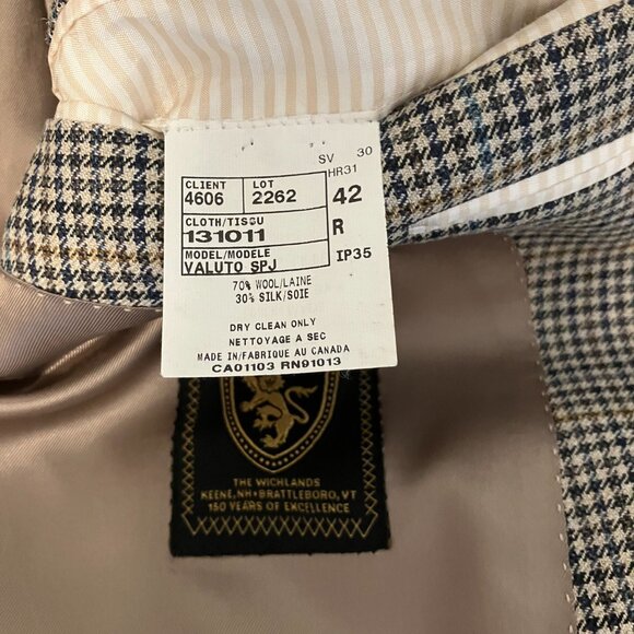 Jack Victor Brown and Tan Houndstooth Suit Jacket Size 42R - Picture 6 of 8